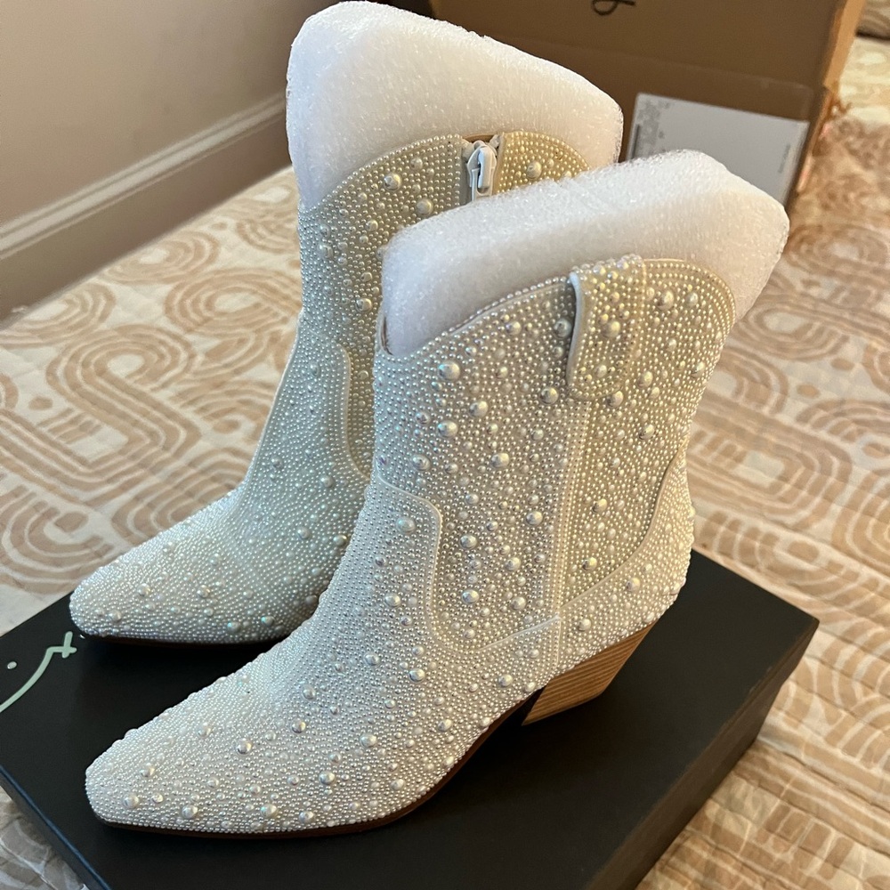 Brand new, never worn pearled cowboy boots!